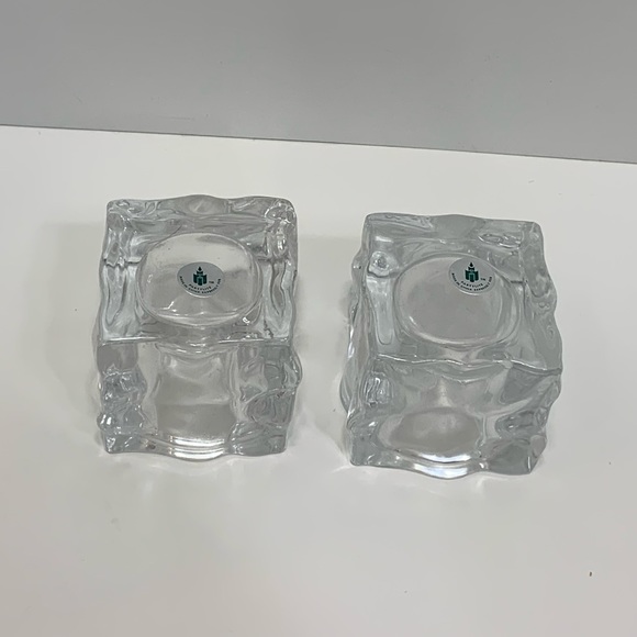 Set Of 2 Partylite Glacier Ice Cube Votive Candle Holders Glass Clear - Picture 2 of 4